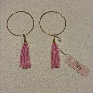 Love Poppy Pink Beaded Hoop Earrings